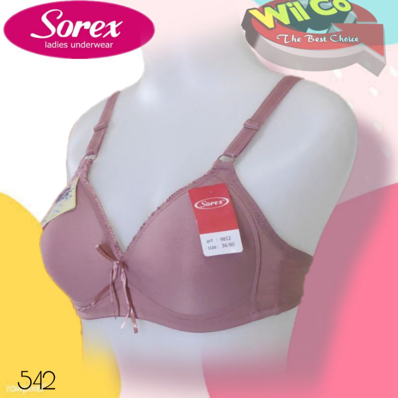 K542 - BRA WANITA SOREX EXTRA COMFORT TANPA KAWAT BUSA TIPIS CUP A/B SIZE 36-42