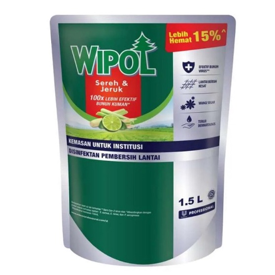 Wipol Professional Pembersih Lantai Karbol Sereh Jeruk 1.5 Liter