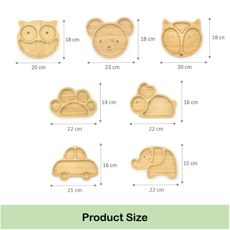 LIGERA Bamboo Suction Plate Piring Makan Anak Bayi Silikon Bear Rabbit Bunny Owl BPA FREE MPASI