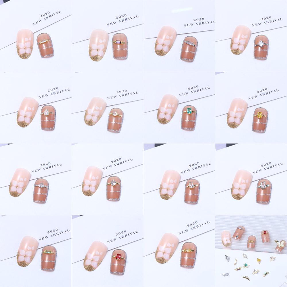 Augustina Nail Art Dekorasi DIY Shiny Crystal Nail Ornaments Manicure Accessoires Zirkon Perhiasan Kuku Cincin Nail Charms