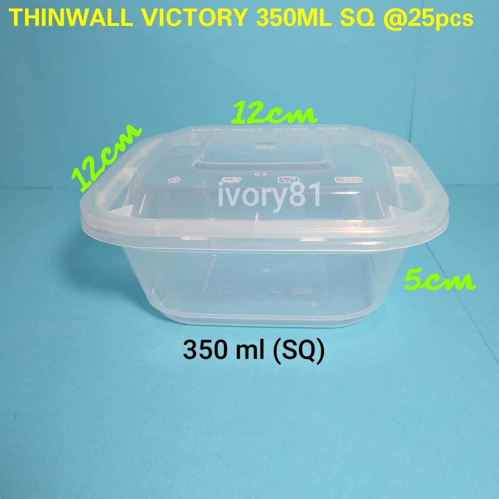 Thinwall food container 350ml kotak SQ/ Cup salad 350ml / Cup puding / Dessert box /