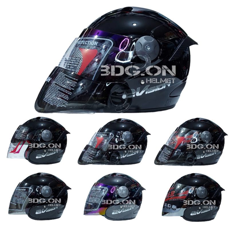 HELM KYT 2 VISION PAKET GANTENG SOLID HITAM GLOSS bdg.on