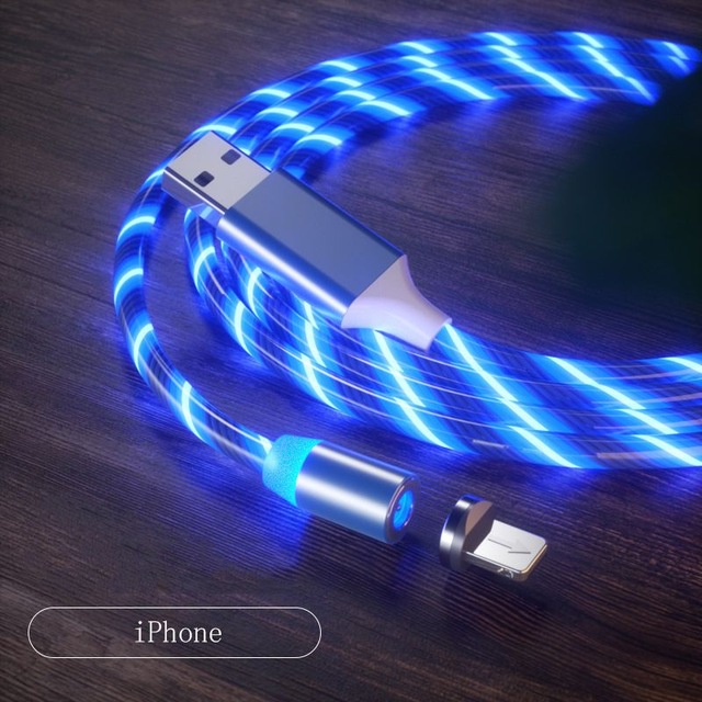 Kabel Data / Charger USB Dengan Lampu LED Luminous + Magnet Untuk IPhone / IPad