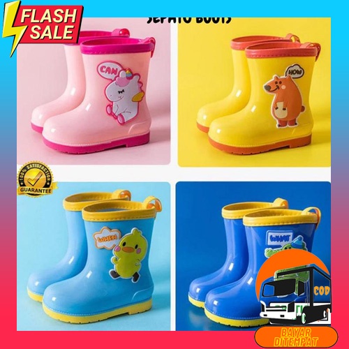 Sepatu Boots Anak Cowok 3 4 5 6 Tahun Anti Air Warna Hijau - Sepatu Boots Hujan Anak Laki Paud Tk Se