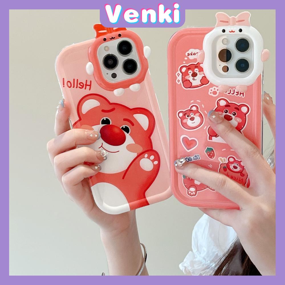 iPhone Case Silicone Soft Little Monster Case Glossy Cute Pink Bear Airbag Shockproof Protection Camera Compatible For iPhone 14 Pro Max 13 12 11 Pro 7 8 Plus XR