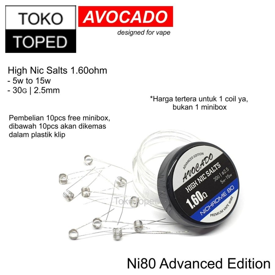 xx Avocado High N1c Salts N180 K0il 1.60 ohm | mtlx 1.6 1,6