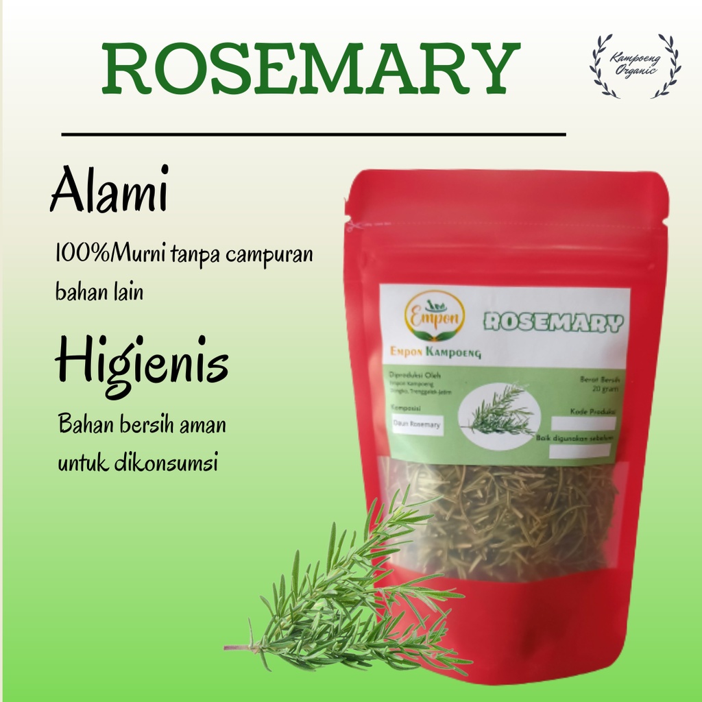 

Rempah Daun Rosemary Kering Bahan Makanan Pokok Bumbu Dapur Masak Masakan Herbal Penyedap Rasa Organik Asli Alami