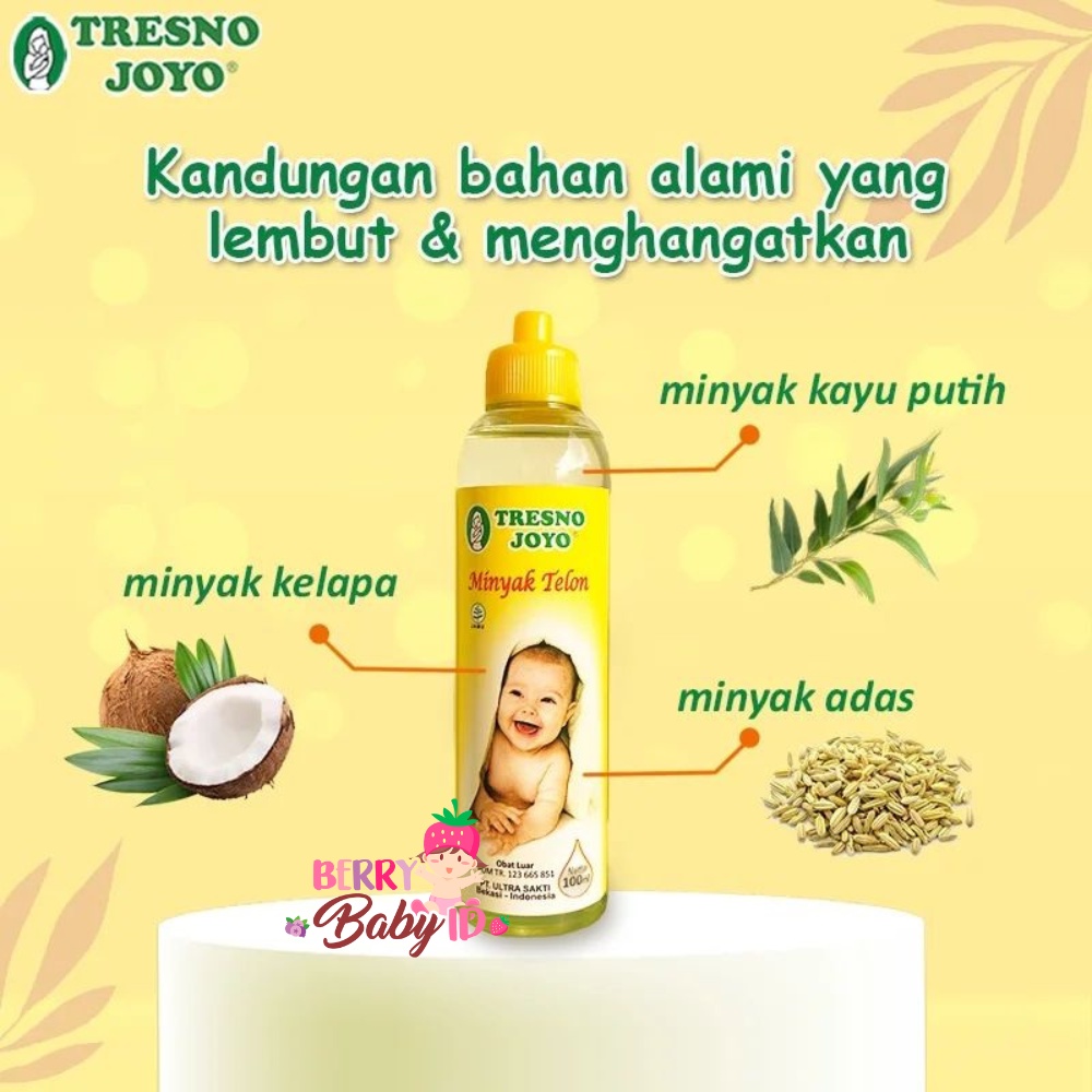 Tresnojoyo Paket Minyak Telon Bayi 3 Pak 100 ml GRATIS 3 Pak 30 ml Tresno Joyo Berry Mart
