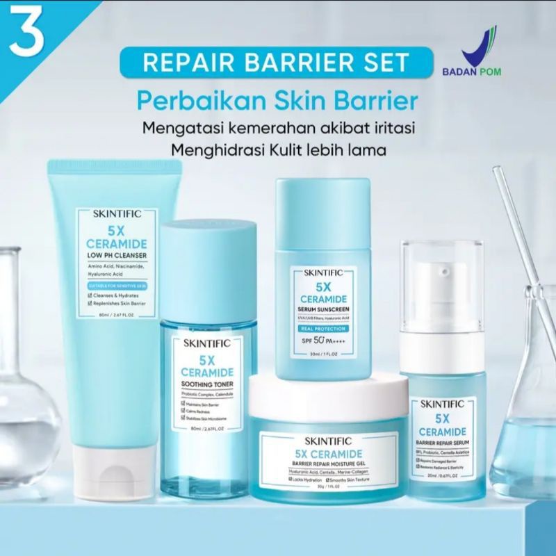 Jual SKINTIFIC REPAIR BARRIER SET 5pcs with sunscreen - Paket Skincare