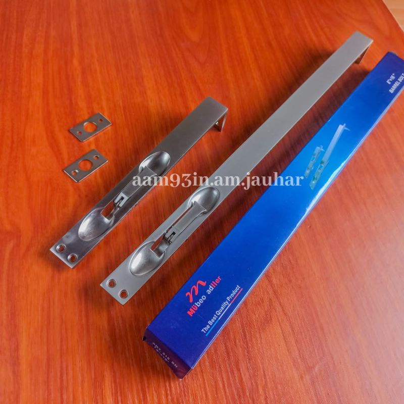 Grendel tanam 8" + 16" inch MULLER 40,5 cm & 19,3 cm pintu kupu tarung minimalis BARREL BOLT 460 gra