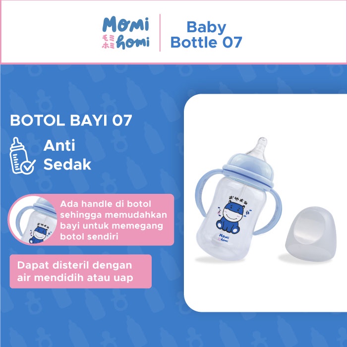 MOMI HOMI Botol Dot Susu Bayi 07 240ml Handle Cartoon series BPA-free anti colic Tahan Panas Dot Minum Bayiu Anak