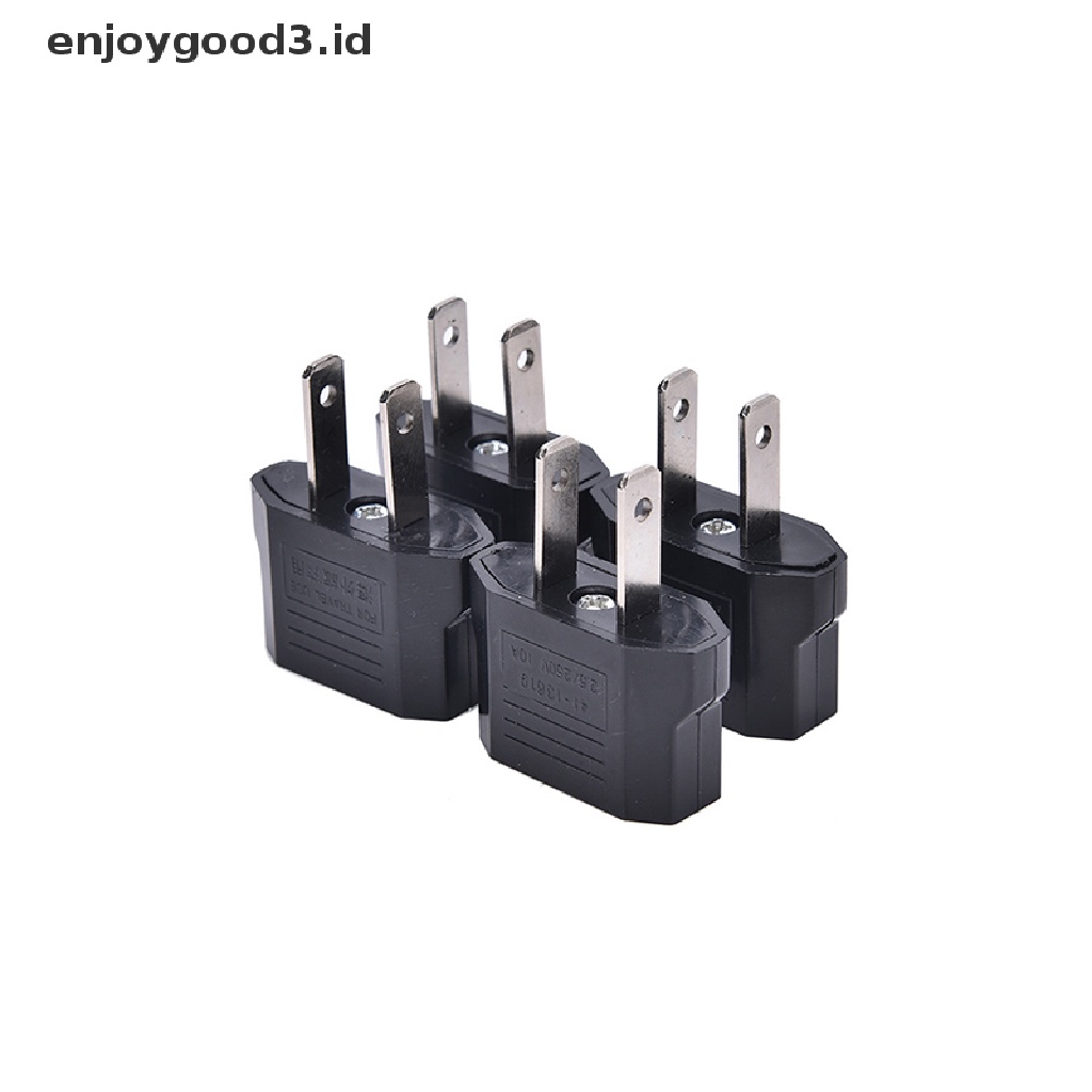 4pcs Adapter Konverter Power Jack Euro Ke US USA Untuk Travel