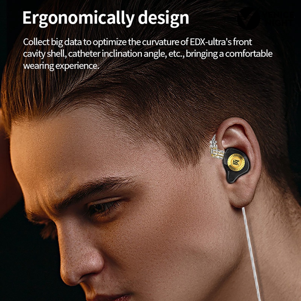 (VNEP) (Berkabel) KZ-EDX Ultra Earphone High Fidelity Lossless Ergonomis 3.5mm Stereo Olahraga In-Ear Gaming Earbud untuk Panggilan