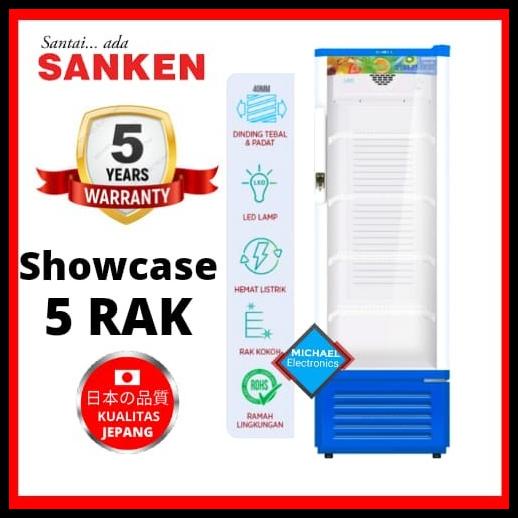 Promo 5 Rak Showcase Sanken Srs-275Bl Lemari Pendingin 5 Rak Srs275Bl