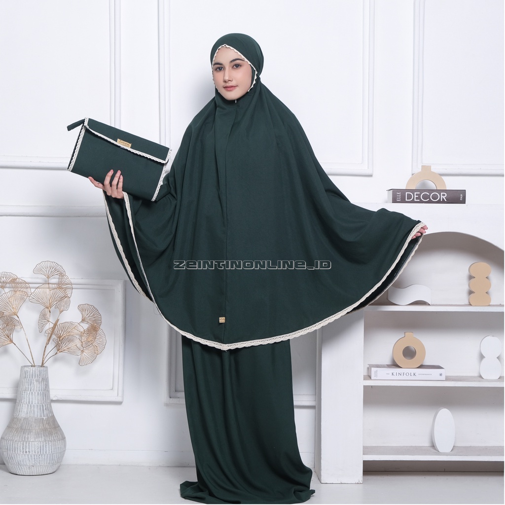 Zeintin - Mukena Dewasa Zeintin Motif Renda Set Sajadah Travelling Fashion Wanita Muslimah Original AT