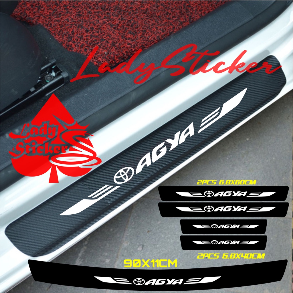 SILL PLATE KARBON 3D MOBIL AGYA STICKER CARBON 3D PIJAKAN BUMPER BAGASI MOBIL TOYOTA AGYA SEPAKET