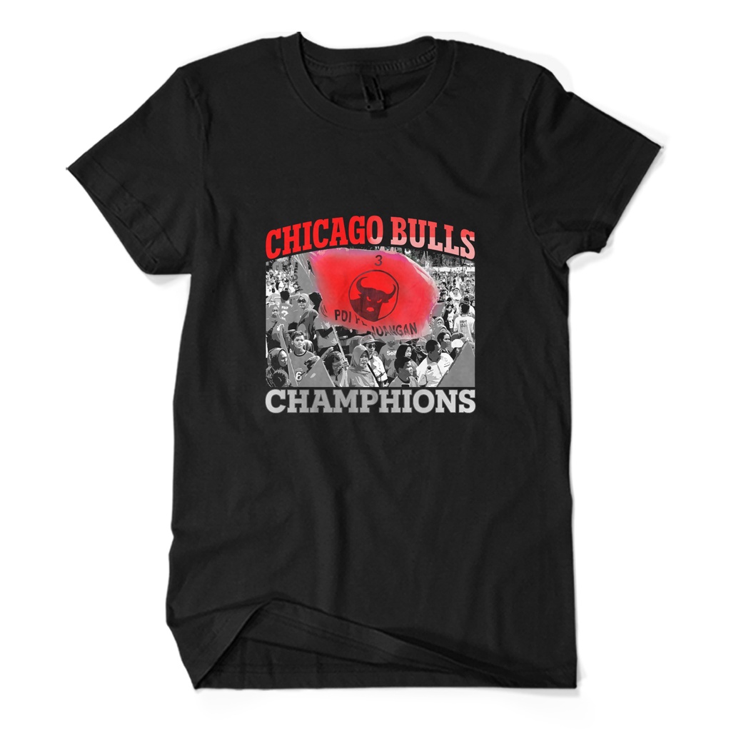 Baju Kaos Pria CHICAGO BULLS CHAMPHIONS Pdi Perjuangan KAOS KAGE
