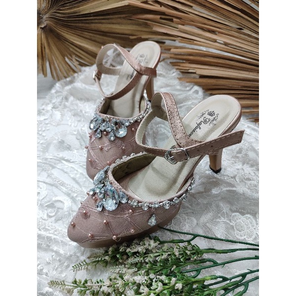 sepatu wanita winnie rosegold 9cm