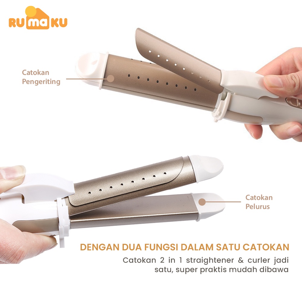 Rumaku Catokan Rambut Pengeriting Rambut 2 in 1 Multifunction Hair Straightener Premium Quality