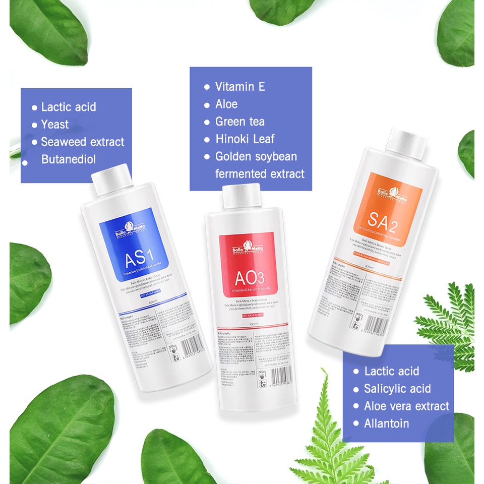 400ML Cairan Hydra Serum Hydra peel AS1 AO3 SA2 Oxygen spray Aqua Dermabrasion Serum Hydra Aqua Dermabrasion Oxygen Peel Hydro Aqua Peel Original 3Pcs