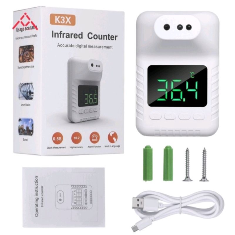 Thermometer Stand Pengukur suhu tubu Dinding Alat pengukur suhu badan Non kontak Infrared tripod