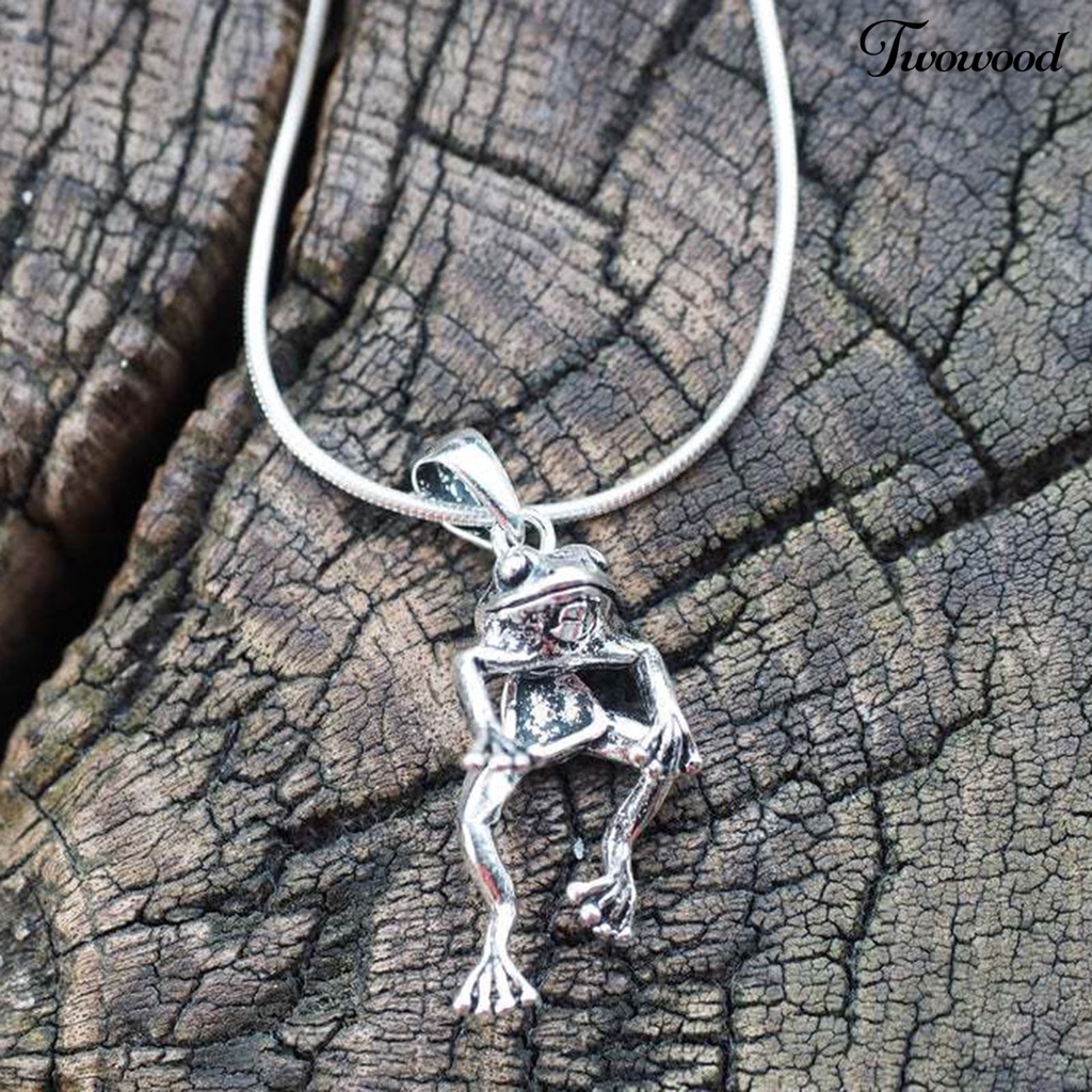 Kalung Liontin Bentuk Katak Warna Silver Gaya Vintage Untuk Outdoor