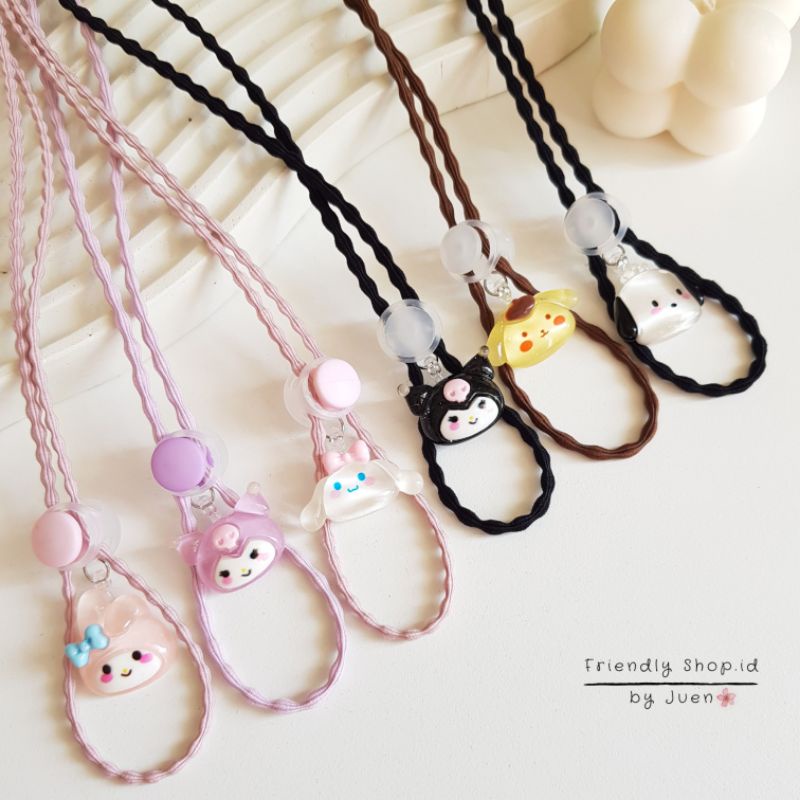 STRAP MASKER ANAK PEREMPUAN - DEWASA  2 IN 1 Cinamonnrol - Melody - Pochacco - Kuromi - Purin/ KALUNG MASKER / TALI MASKER / LANYARD MASK STOPER 2IN1