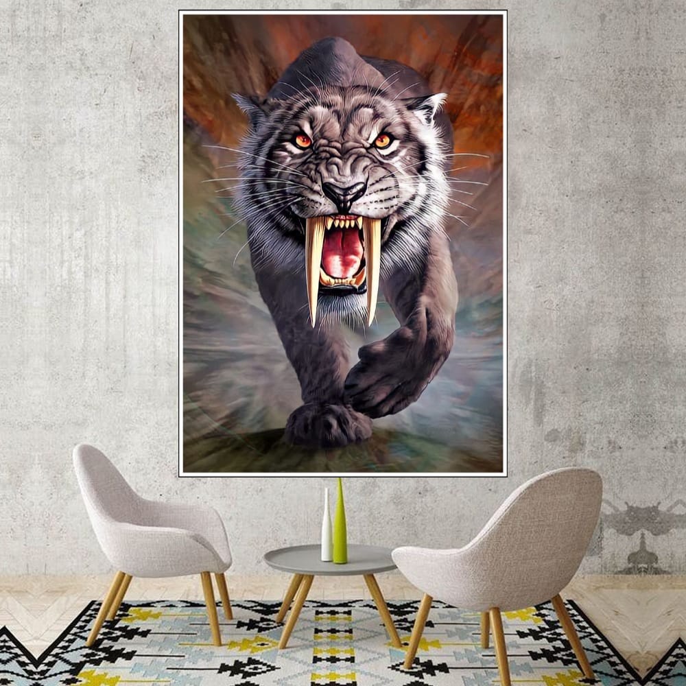Hiasan Dinding Poster Gambar Harimau Xtra Jumbo Besar Best seller Ukuran 100x70cm 150x100cm 200x100c