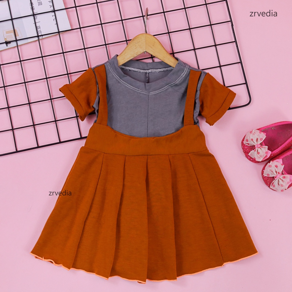 Dress Nagita uk Bayi 3-12 Bulan / Dres Baby Perempuan Baju Anak Murah Lengan Pendek Motif Adem