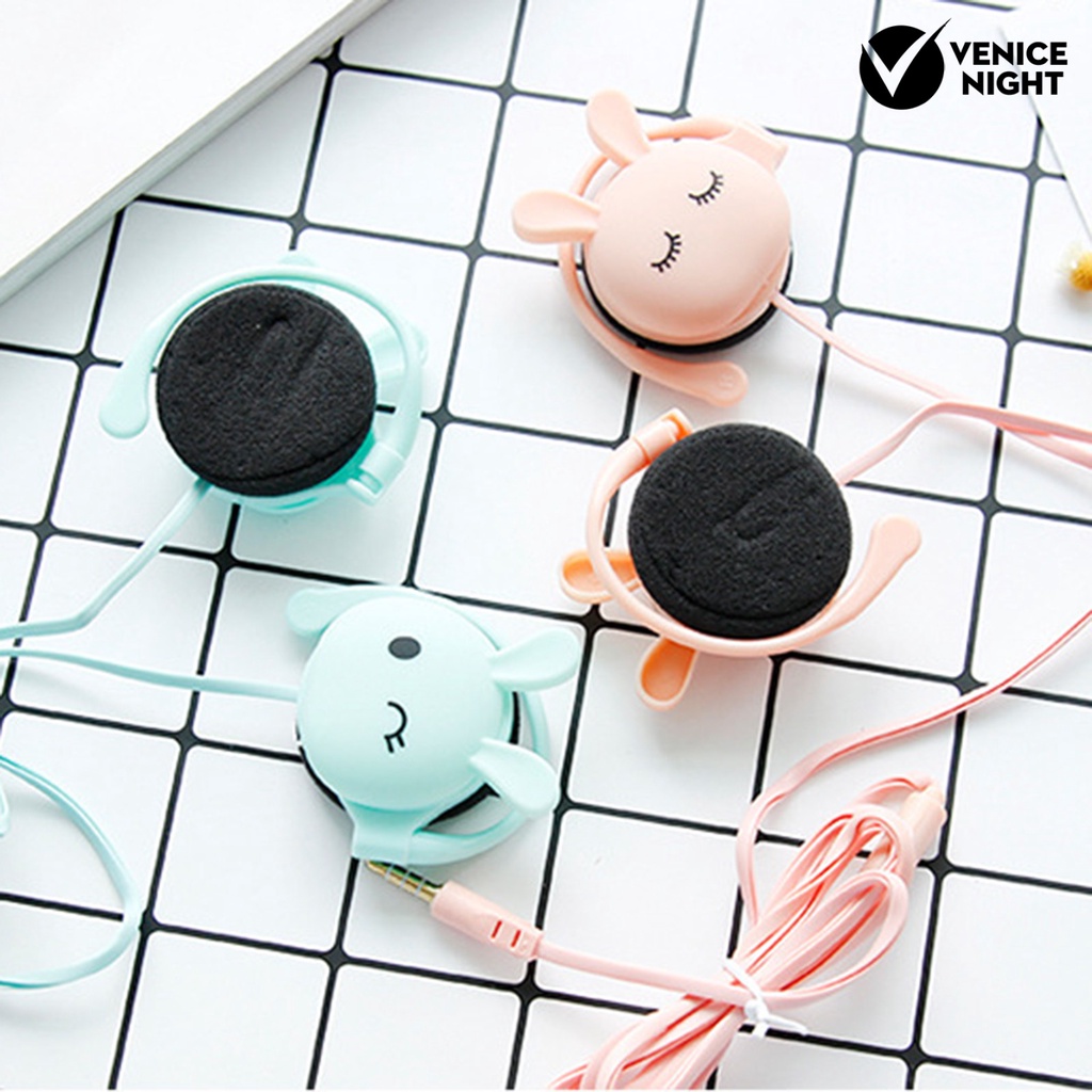 (VNEP) (Berkabel) Earphone Lovely Rabbit ABS Headphone Universal dengan Mikrofon untuk Gaming