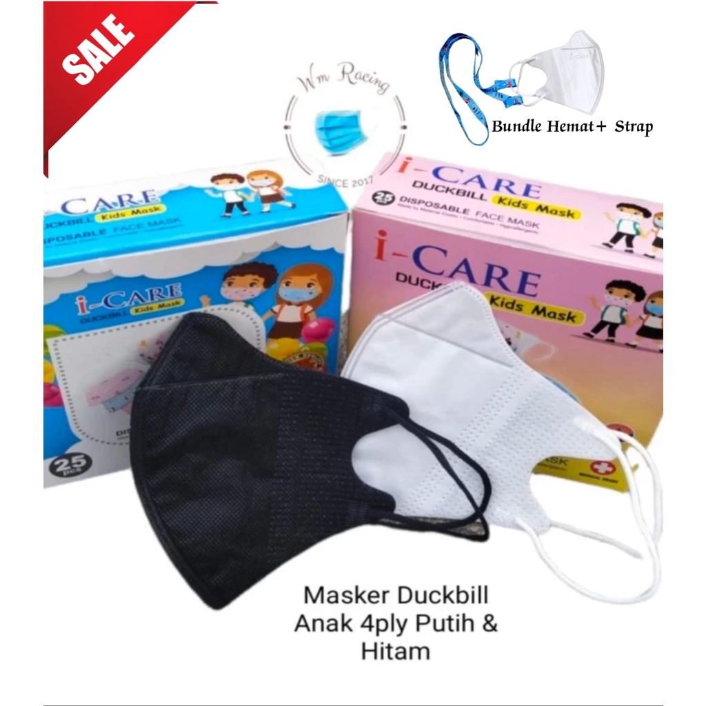 Masker Duckbill Anak 4ply Premium Quality izin Kemenkes isi 25pc 1Box