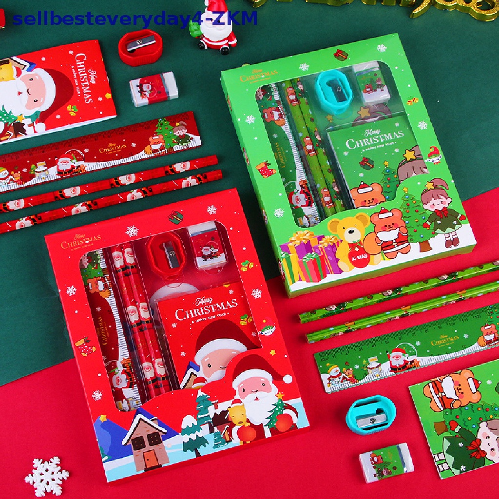 6pcs / Set Alat Tulis Motif Kartun Natal Untuk Hadiah Ulang Tahun Anak