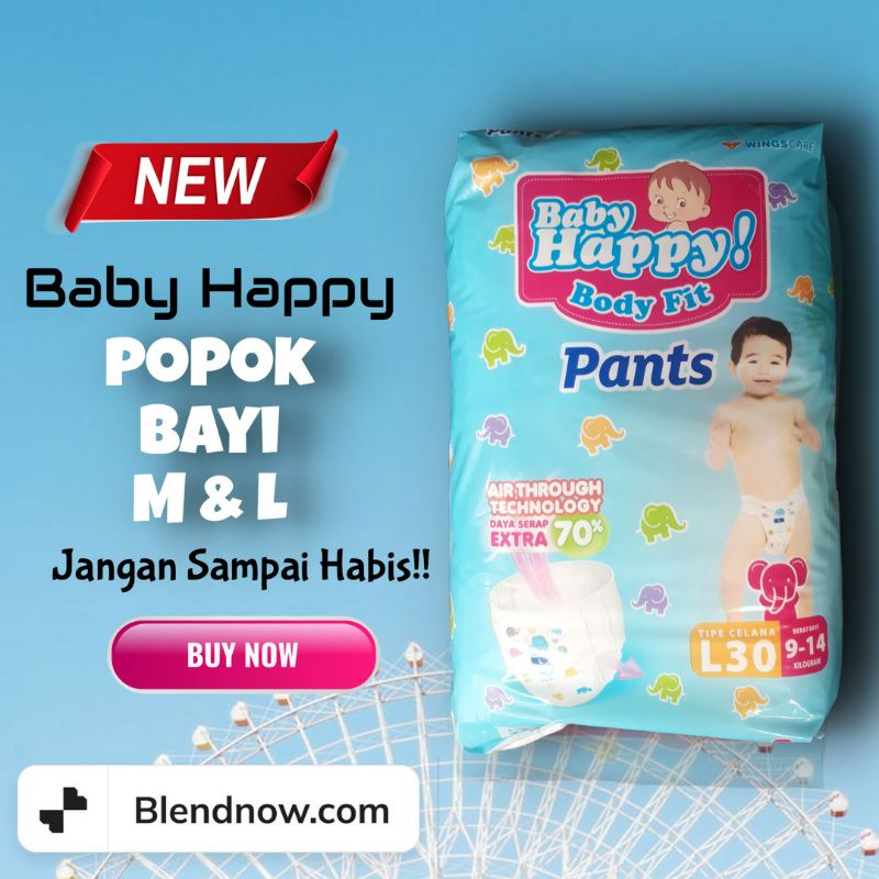 Baby Happy Pants Ukuran M34/L30/XL26/XXL24 Popok Type Celana - Harga Terjangkau