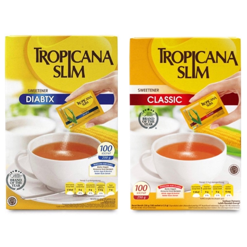 

Tropicana / Slim / Sweetener / Classic / Diabtx / 100 sachet / Pemanis / untuk / Bantu / Batasi / Gula / Diabetesi