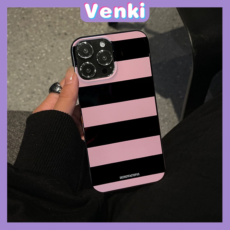 iPhone Case For 14 Series TPU Soft Case Sweet Style Glossy Black-pink Stripe Candy Case Camera Protection Shockproof For iPhone 14 13 12 11 Plus Pro Max 7 Plus X XR