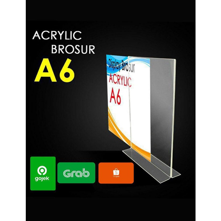 

Tempat brosur Akrilik A6 / Tent card Akrilik / Tent holder Akrilik /Akrilik QRist barcode / Stand Akrilik