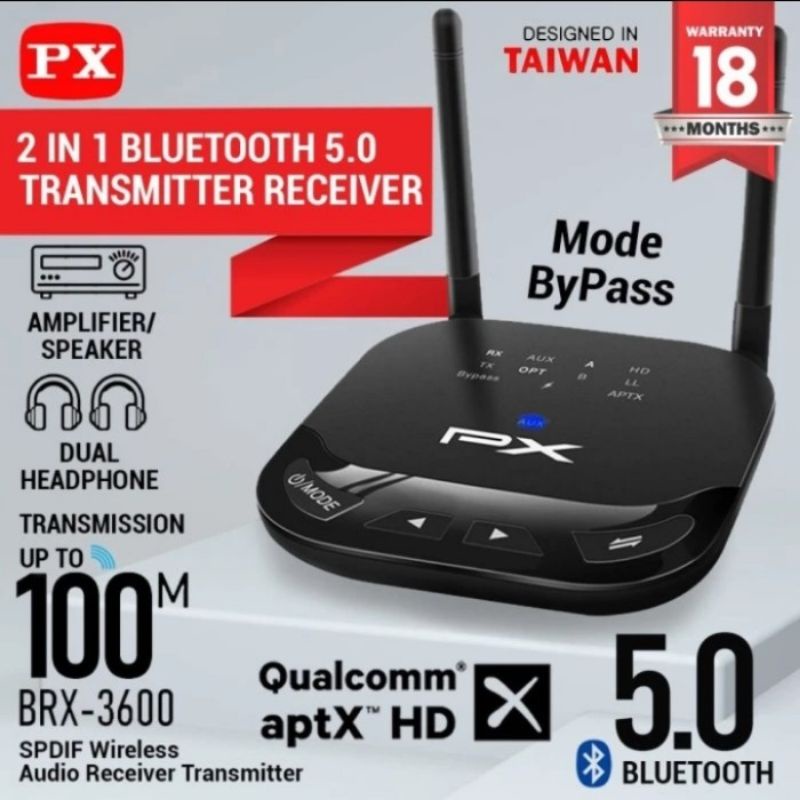 PX BRX-3600 - HD Audio Bluetooth Transmitter Receiver