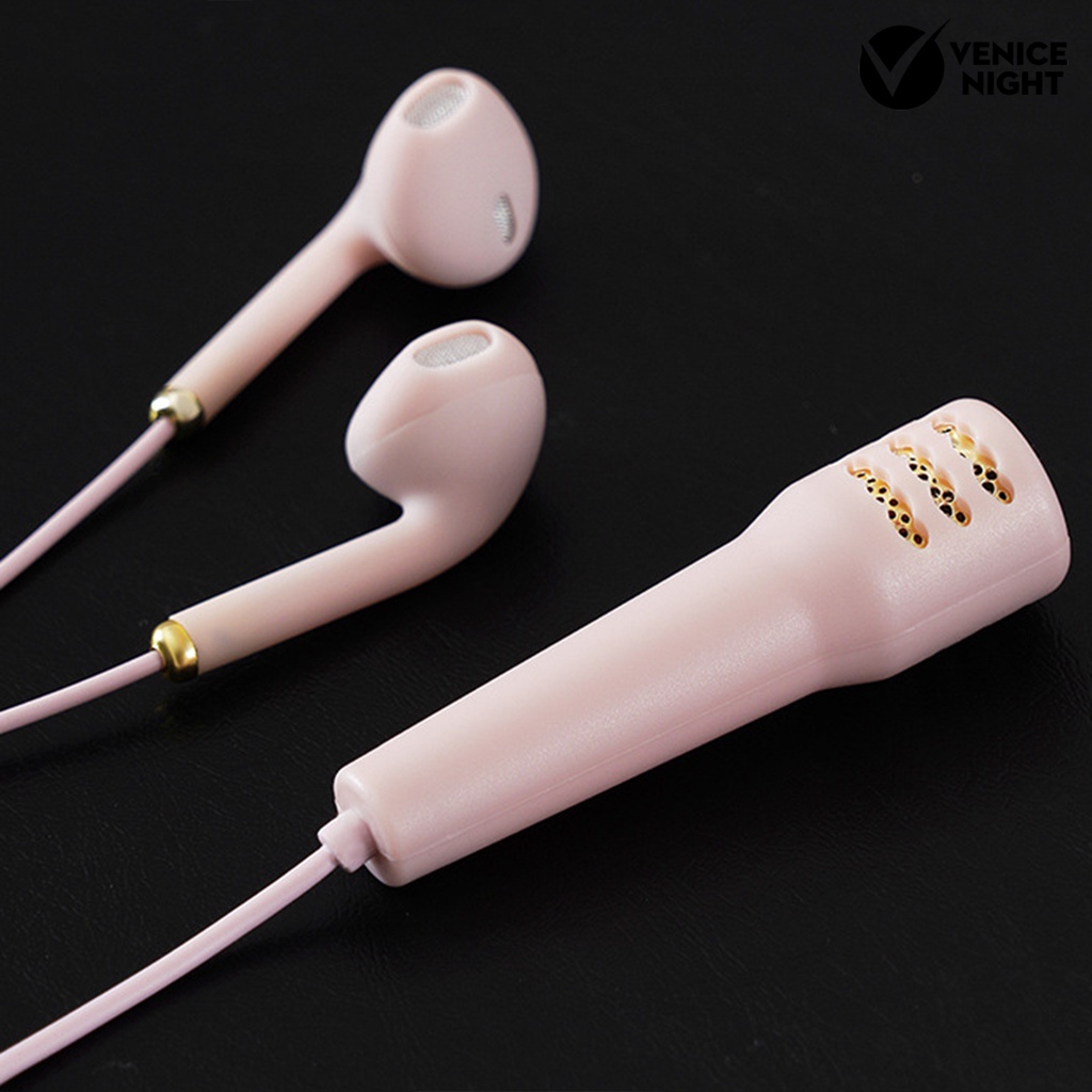 (VNEP) (Berkabel) Earbud Praktis Super Kualitas Suara 1.2m 3.5mm Mini In-ear Earphone Bergaya dengan Mikrofon untuk Karaoke