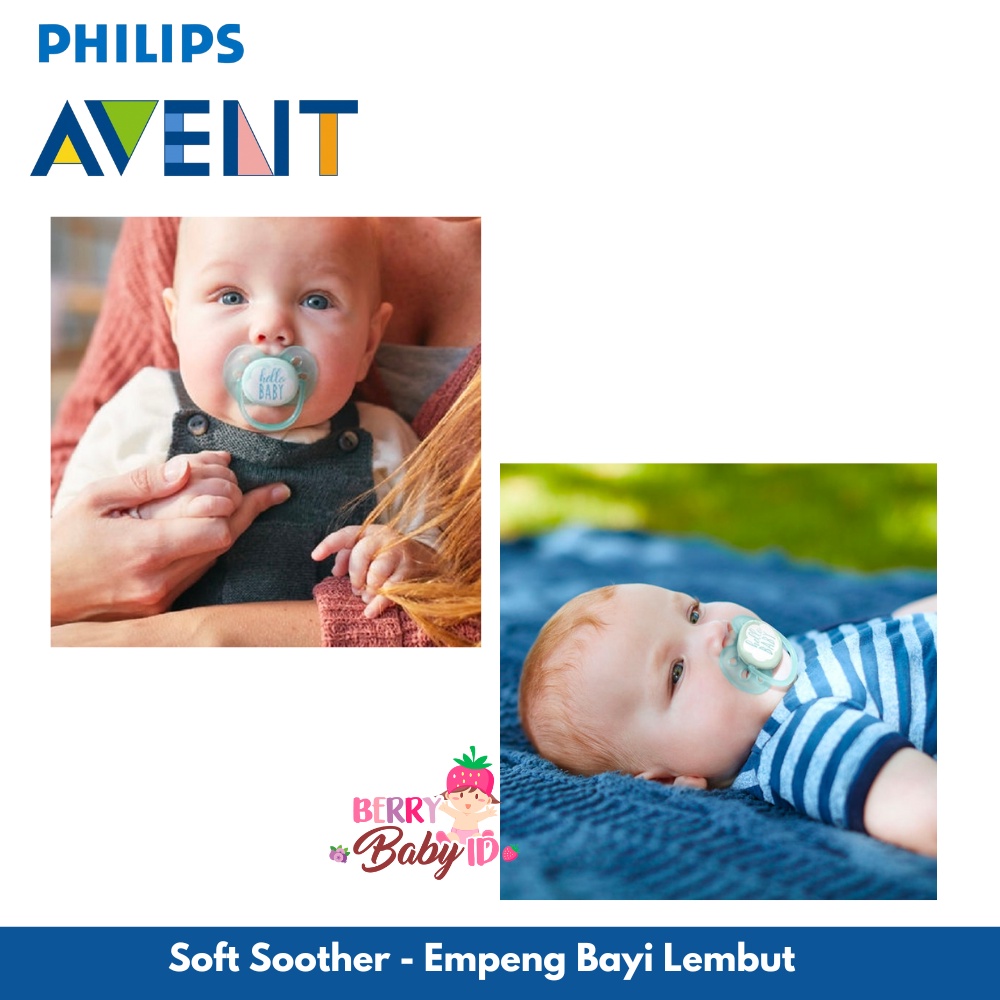 Philips Avent Soft Soother Twin Pack 2 Pc Empeng Bayi 0-6m 6-18m Berry Mart