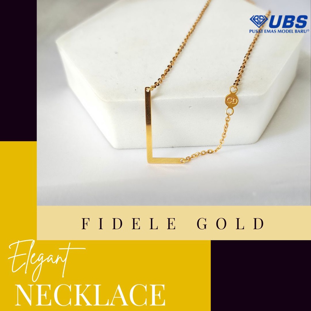 Kalung huruf L emas asli 750 rose gold Carendelano UBS