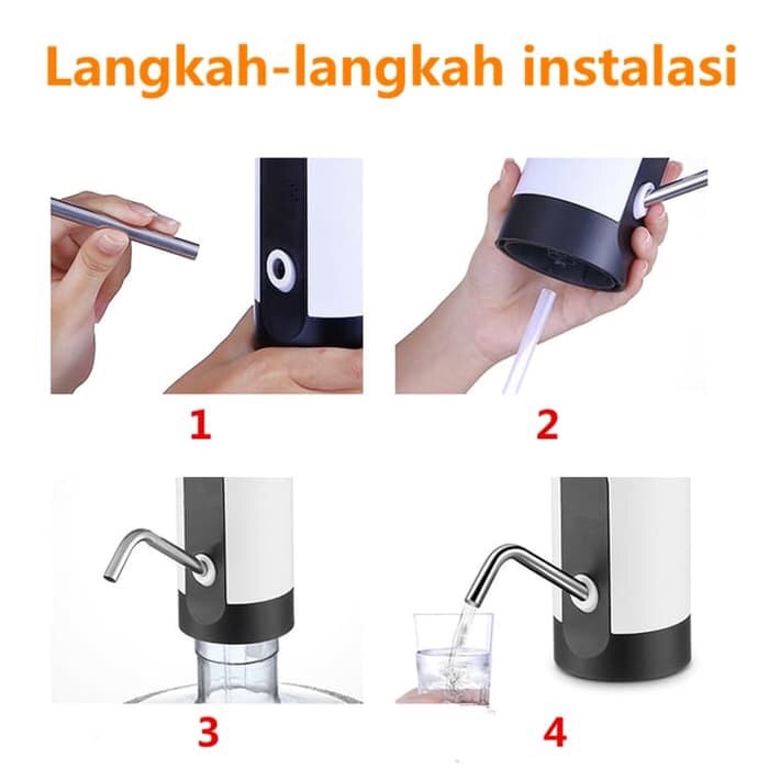 Pompa Dispenser Galon Air Minum Elektrik LED Wireless USB Recharger