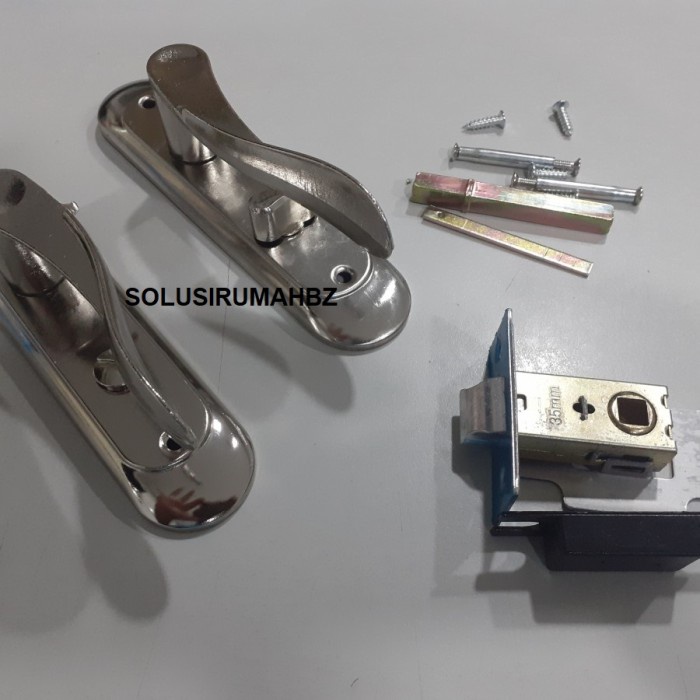 Handle Gagang Pintu Alumix + body kunci untuk aluminium kaca handel