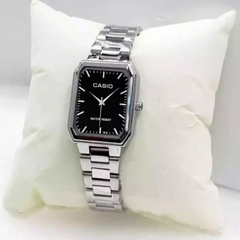 Jam Tangan Cewek Persegi Panjang Strap Rantai Free Batrai Cadangan Jam Tangan Kasual Wanita Hitam, Silver, Silver Hitam Quart Analog Import | Jam Tangan Fashion Cewek Water Resistant COD Murah Jam Tangan Kasual Wanita Persegi Panjang