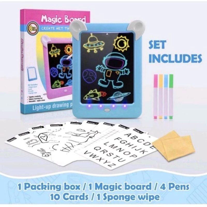 Magic Board Drawing Tablet LED Papan Gambar Tulis Anak Ajaib
