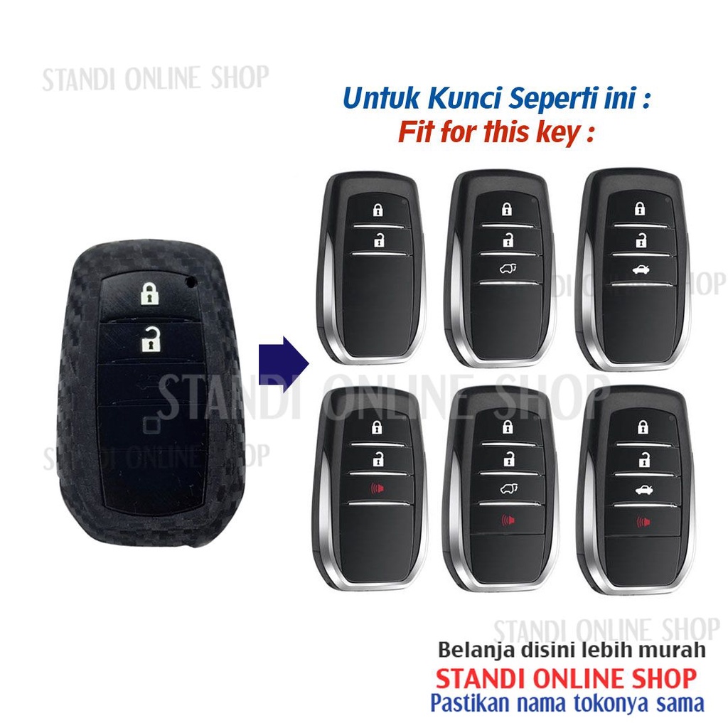 Sarung Kunci Silikon Remote Carbon Smartkey Toyota Innova Reborn Venturer Camry Land Cruiser Prado