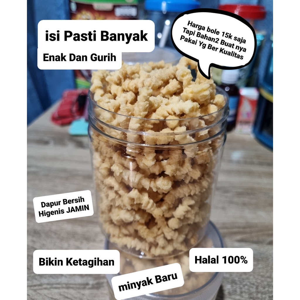 Jajanan Kerupuk ulat Sutra /Kue Kering /Gurih Dan renyah /Kue Ulat Sutra, Gurihnya Bikin Ngga Betah Lama di Toples / Ciri Khas Ponti / enak Murah Iseng Aneh unik / Makanan Cemilan / Toples isi banyak / Kentang / Tepung Halal 100 Persen 100% Krupuk Kriuk