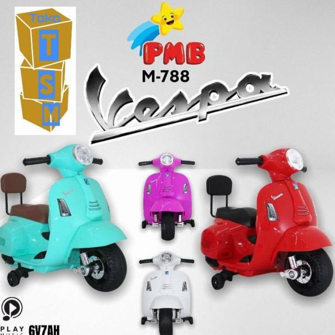 MAINAN MOTOR AKI ANAK VESPA PIAGIO PMB M 788 MOTOKIDS NEW EDITION stock ada