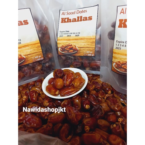 Kurma Khalas Al Sa'ad 1 kg Repack Enak Murah Gurih Nawidashopjkt distributor kurma jakarta