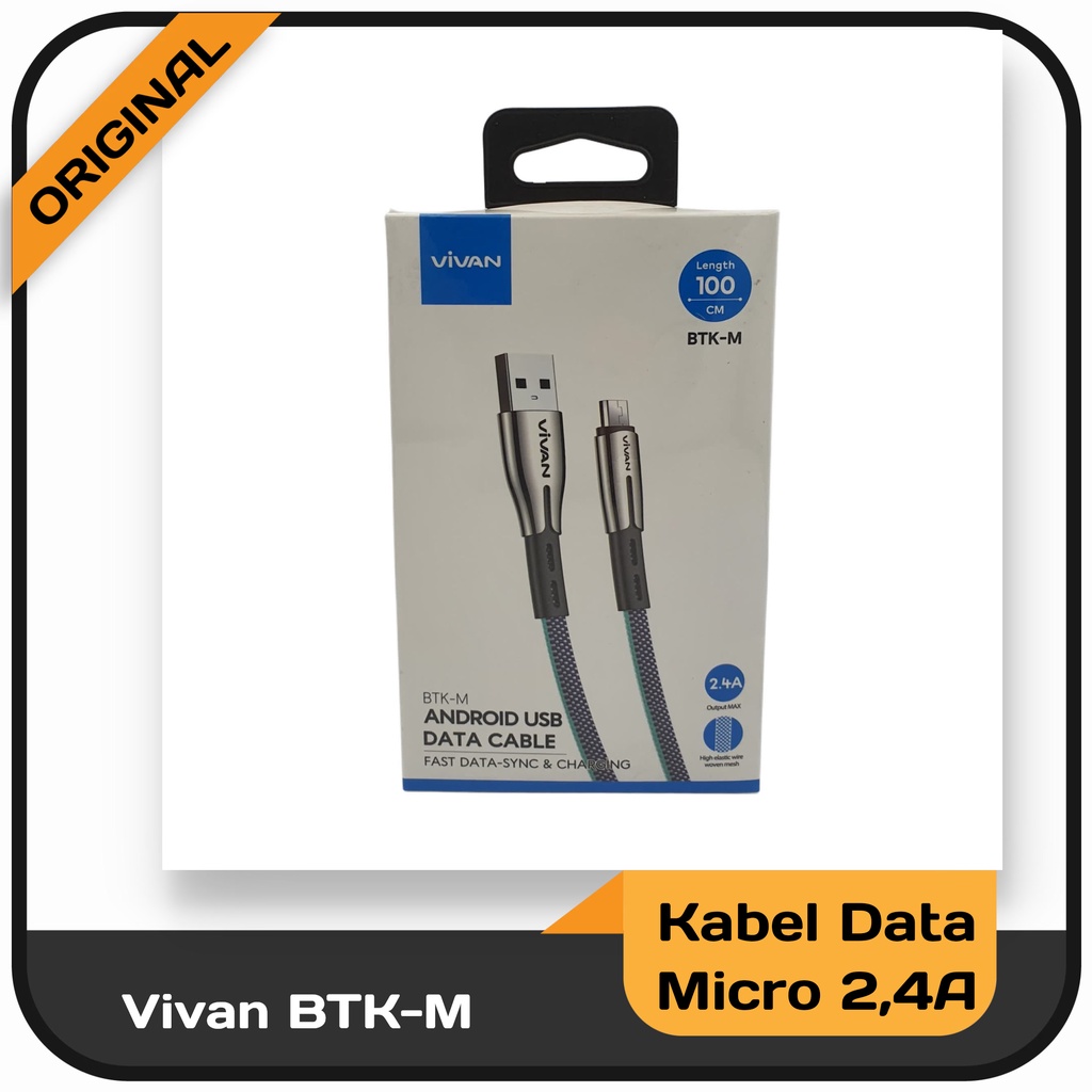 Kabel Data Original Vivan Fast Charging 2.4 A Seri BTK-M/BTK-C/BTK-L