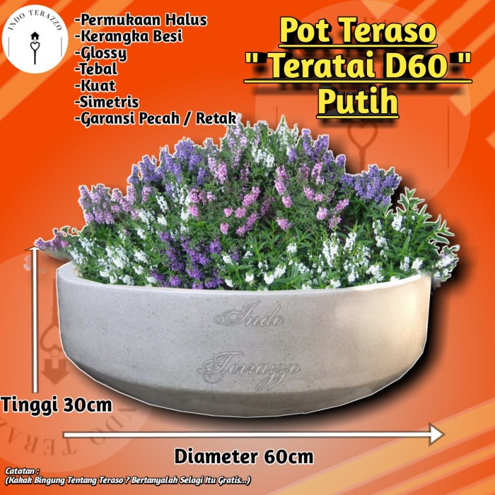 POT BESAR TIPE TERATAI TERASO MARMER - POT BUNGA BESAR TERASO - POT TERASO INDO TERRAZZO